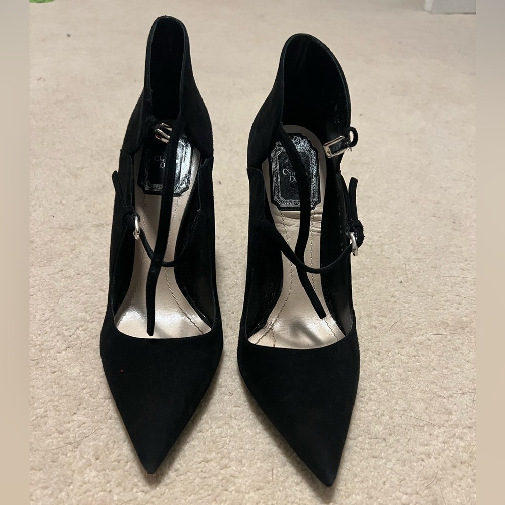 Christian Dior Petale Suede Pumps Black Size 6.5